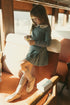 1984 Ribbed Knit Sweater with Plaid Skirt